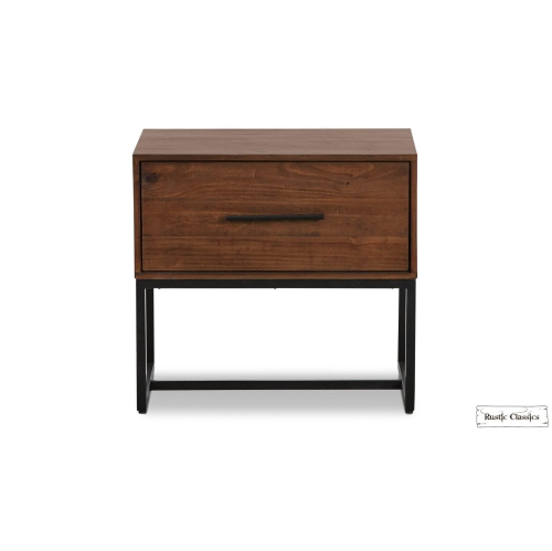 Rustic Classics Blackcomb Reclaimed Wood and Metal 1 Drawer Nightstand in Coffee Bean