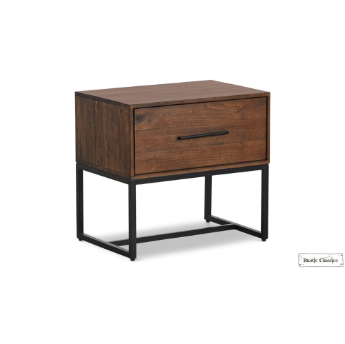 Rustic Classics Blackcomb Reclaimed Wood and Metal 1 Drawer Nightstand in Coffee Bean