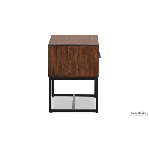 Rustic Classics Blackcomb Reclaimed Wood and Metal 1 Drawer Nightstand in Coffee Bean