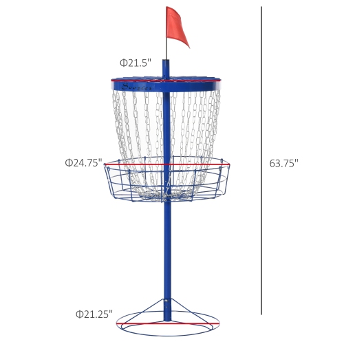 Soozier 24-Chain Portable Practice Basket for Disc Golf Target Stand Easy Assembly & Lightweight Basket w/ Carry Bag, Dark Blue