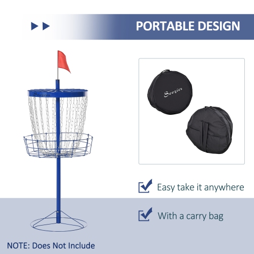 Soozier 24-Chain Portable Practice Basket for Disc Golf Target Stand Easy Assembly & Lightweight Basket w/ Carry Bag, Dark Blue