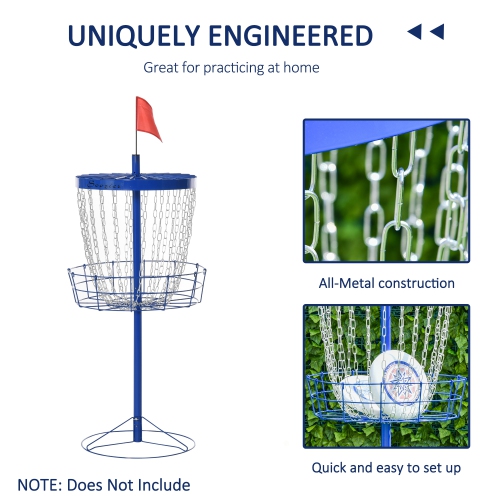 Soozier 24-Chain Portable Practice Basket for Disc Golf Target Stand Easy Assembly & Lightweight Basket w/ Carry Bag, Dark Blue