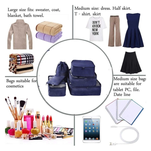 ISTAR 6Pcs/Set Travel Storage Bag , Set of Luggage Organizer with Laundry Bag