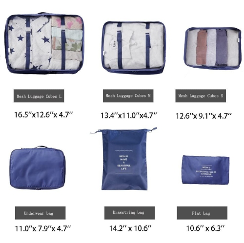 ISTAR 6Pcs/Set Travel Storage Bag , Set of Luggage Organizer with Laundry Bag
