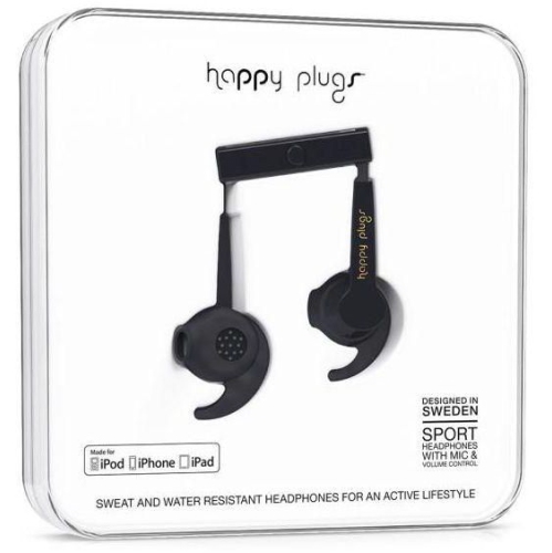 Happy Plugs 7947 Sports Headphones with MIC with 3.5 mm jack BLACK