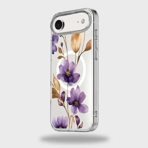iPhone Air Purple Wildflower Clear Case With MagSafe