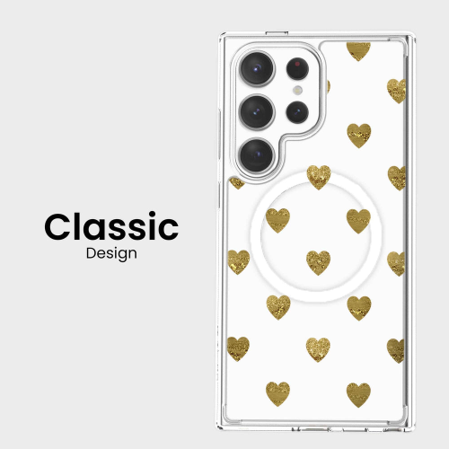 Samsung Galaxy S25 Ultra Gold Plum Heart Clear Case
