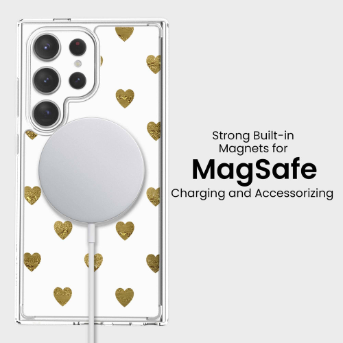 Samsung Galaxy S25 Ultra Gold Plum Heart Clear Case