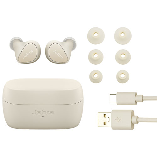 Écouteurs boutons 100 % sans fil à isolation sonore Elite 3 de Jabra - Beige pâle