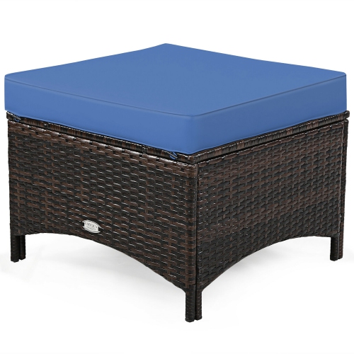 Costway 5PCS Patio Rattan Furniture Set Loveseat Sofa Ottoman W/Cushion