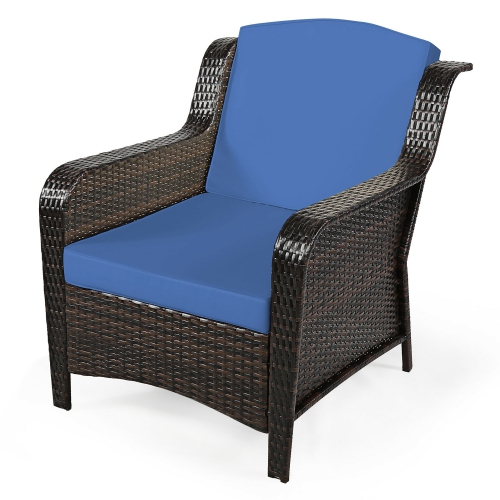 Costway 5PCS Patio Rattan Furniture Set Loveseat Sofa Ottoman W/Cushion