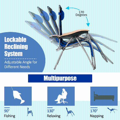 Costway Padded Zero Gravity Lounge Chair Oversize Folding Adjustable