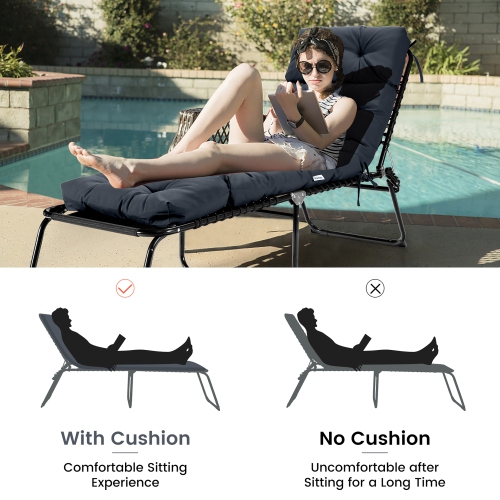 Costway 73" Lounge Chaise Cushion Padded Recliner Cushion Indoor Outdoor
