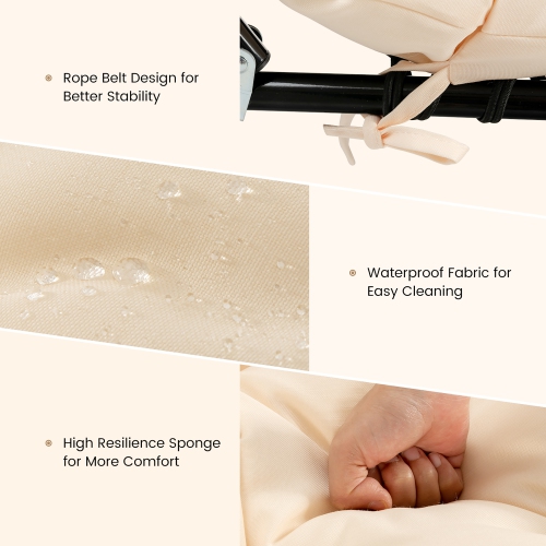 Costway 73" Lounge Chaise Cushion Padded Recliner Cushion Indoor Outdoor