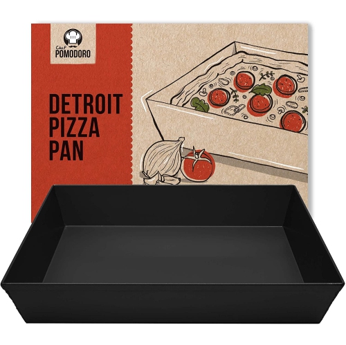 Plaque à pizza de style Detroit chef Pomodoro, 14 x 10 po, en aluminium antiadhésif, ustensiles de cuisine prépatinés