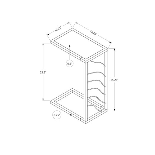 Monarch Contemporary Rectangular Accent Table - Grey