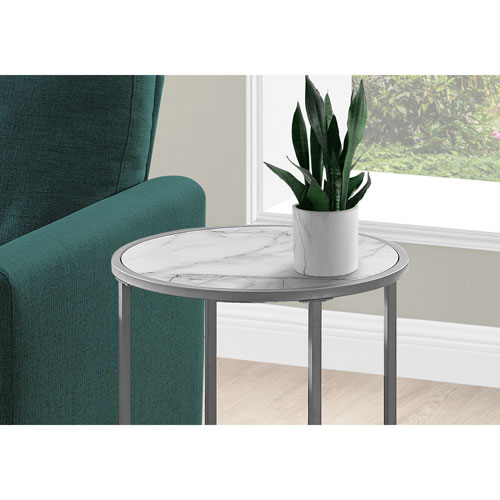 Table d'appoint ronde contemporaine de Monarch - Blanc