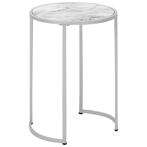 Table d'appoint ronde contemporaine de Monarch - Blanc