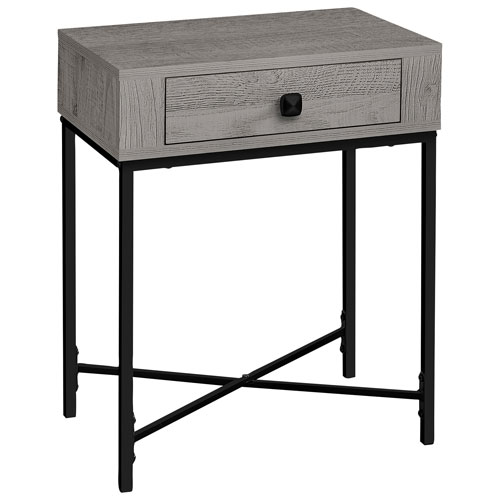 Monarch Contemporary Rectangular End Table - Grey/Black Metal