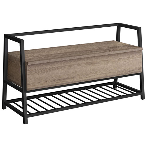 Monarch Contemporary Storage Entryway Bench with Shoe Rack - Dark Taupe