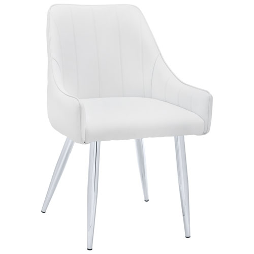 Monarch Contemporary Faux Leather Dining Arm Chair - Set of 2 - White