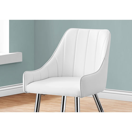 Monarch Contemporary Faux Leather Dining Arm Chair - Set of 2 - White