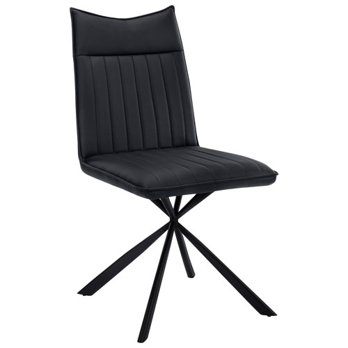Monarch Contemporary Faux Leather Dining Chair - Set of 2 - Black