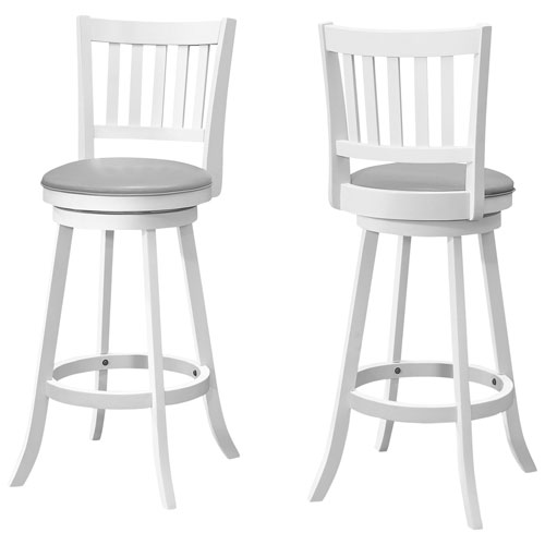Monarch Traditional Bar Height Swivel Barstool - Set of 2 - White