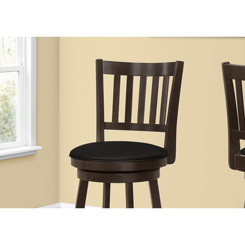 Monarch Traditional Bar Height Swivel Barstool - Set of 2 - Espresso