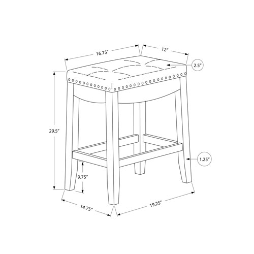Tabouret de bar traditionnel sans dossier à hauteur de bar Monarch - Ensemble de 2 - Blanc