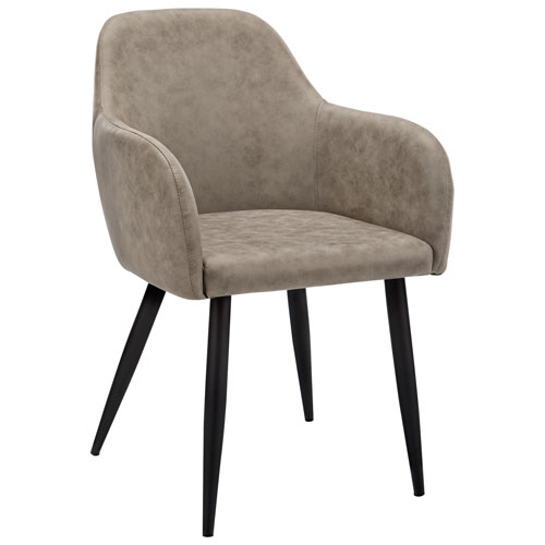 Monarch Contemporary Faux Leather Dining Arm Chair - Set of 2 - Taupe