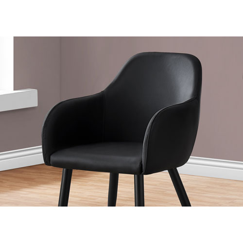 Monarch Contemporary Faux Leather Dining Arm Chair - Set of 2 - Black
