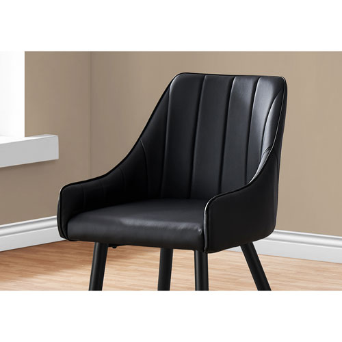 Chaise de salle à manger contemporaine à accoudoirs en similicuir Monarch - Ensemble de 2 - Noir