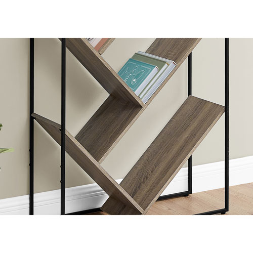 Slanted 60" 5-Shelf Bookcase - Dark Taupe