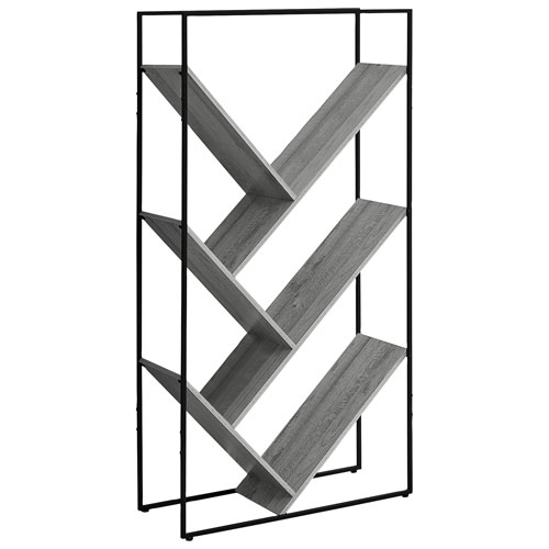 Slanted 60" 5-Shelf Bookcase - Grey