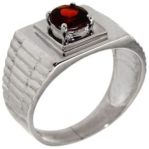 Le Reve Collection Men's Garnet Ring in Sterling Silver - Size 12