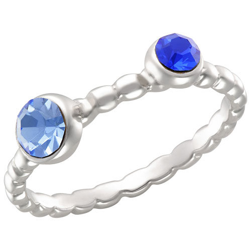 Le Reve Collection Blue & Light Blue Crystal Ring in Sterling Silver - Size 6