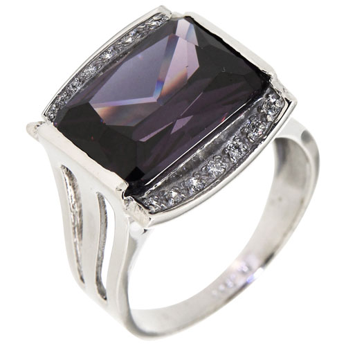 Le Reve Collection Amethyst & Cubic Zirconia Ring in Sterling Silver - Size 7