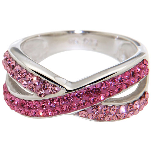 Le Reve Collection Crossover Rose & Light Rose Cubic Zirconia Ring in Sterling Silver - Size 5