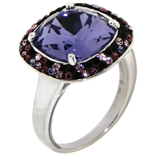 Le Reve Collection Amethyst & Light Amethyst Ring in Sterling Silver - Size 5
