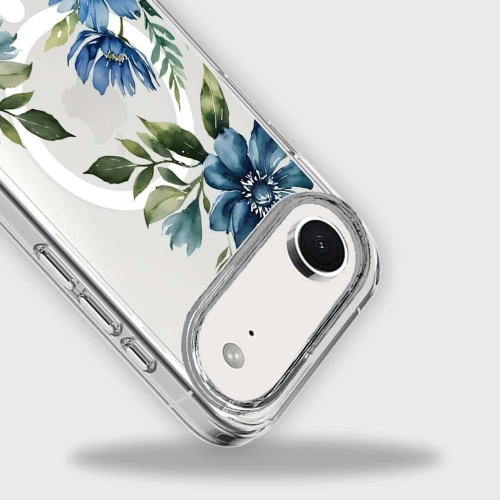 iPhone Air Blue Floral Clear Case With MagSafe