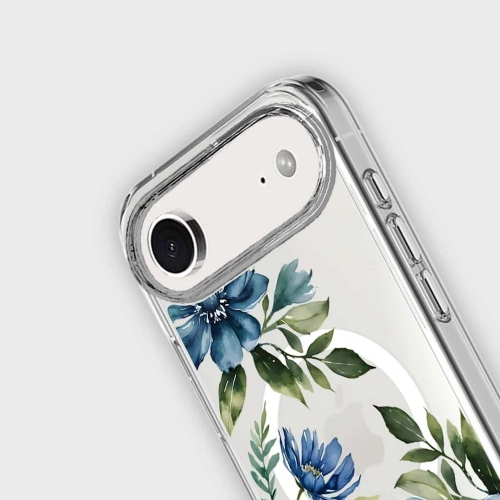 iPhone Air Blue Floral Clear Case With MagSafe