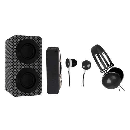 NAXA NAS3061A Portable Bluetooth Stereo Speaker Entertainment Pack with Headphones, Earphones and Battery Pack