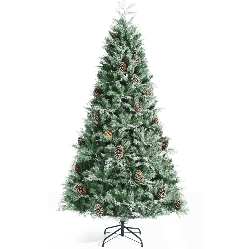Costway 8ft Snow Flocked Artificial Christmas Tree w/ 1651 Glitter PE & PVC Tips