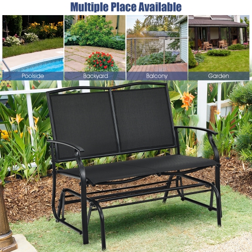 Costway Patio Glider Rocking Bench Double 2 Person Chair Loveseat Garden Grey\Black