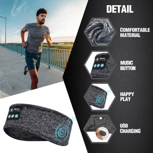 Wireless Music Bluetooth Headband Running Sleep Portable Earphone SP