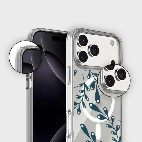 MagSafe iPhone 14 Teal Flower Case