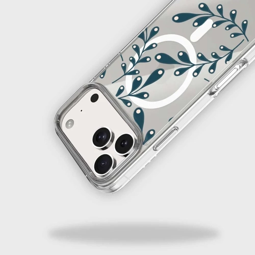 MagSafe iPhone 14 Teal Flower Case