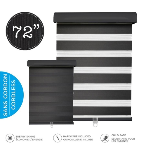 Hauz 7284BLKCD - 72 '' X 84 '' Alternate Blinds Window Shade, Cordless, Black