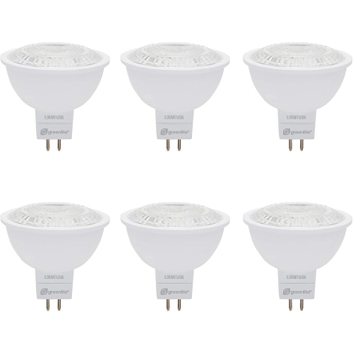 Greenlite MR16 6.5W 12V dimmable LED bulbs 3000K 6-pack